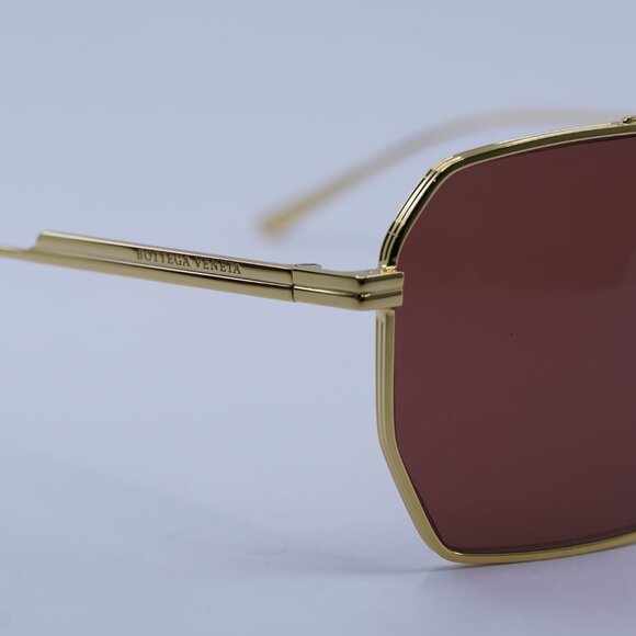 Bottega Veneta BV1012S 005 Sunglasses Gold Aviator Frame, Brown Lenses